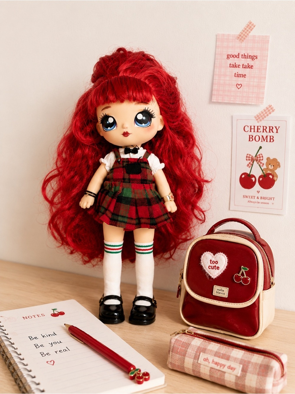 Na Na Na Surprise Soft Body Doll Red Hair Plaid Dress Collectible